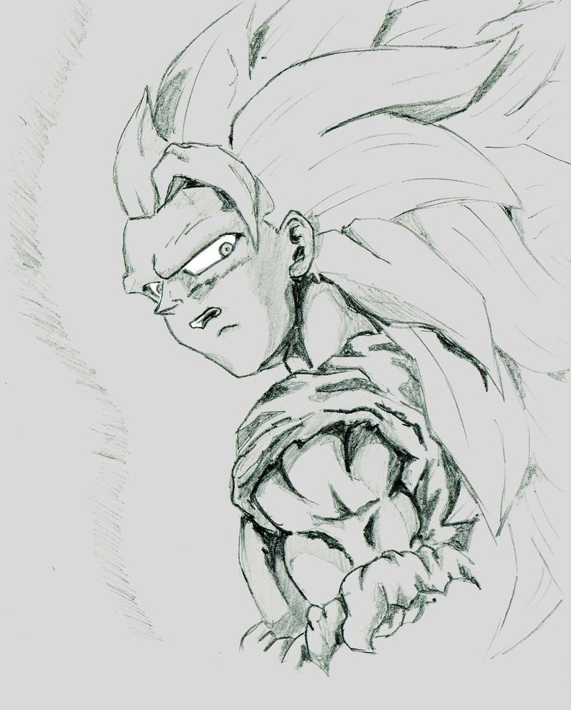 802x997 Ssj3 Goku Pencil Sketch By Kastrishis - Goku Pencil Sketch