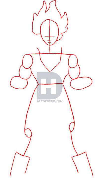 407x720 How To Draw Super Saiyan Goku From Dragon Ball Z, Step By Step - Goku Sketch Step By Step