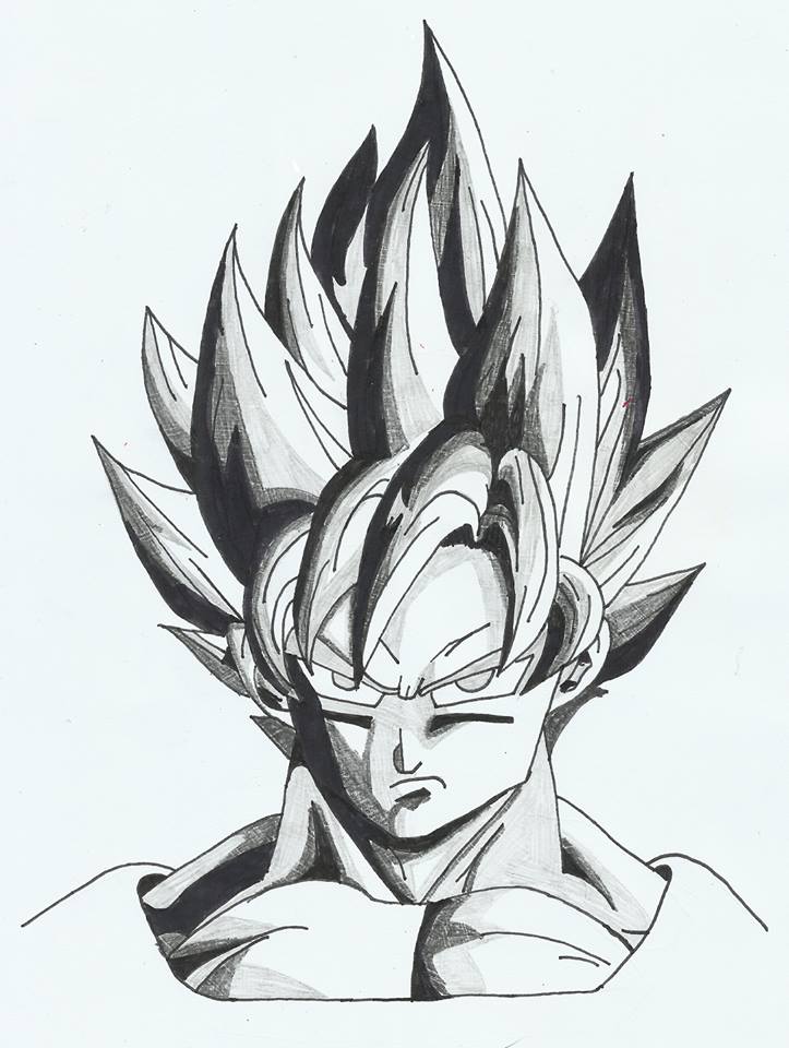 723x960 Started To Learn To Draw 1 Week Ago. First Crack - Goku Sketch Step By Step