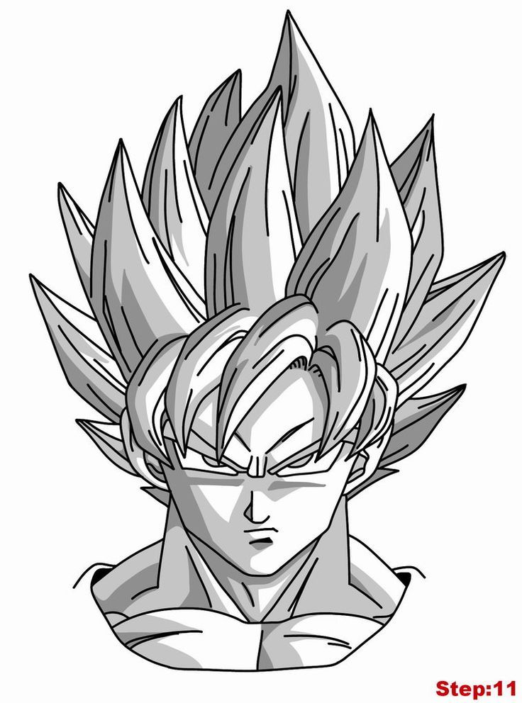 736x992 Drawing Goku Super Saiyan From Dragonball Z Tutorial Step 11 - Goku Super Saiyan 4 Sketch