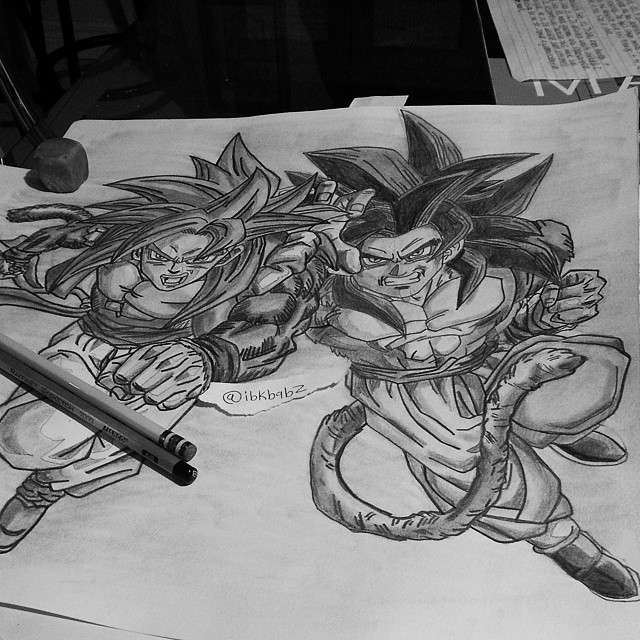 640x640 Super Saiyan 4 Goku And Vegeta By Ibkart - Goku Super Saiyan 4 Sketch