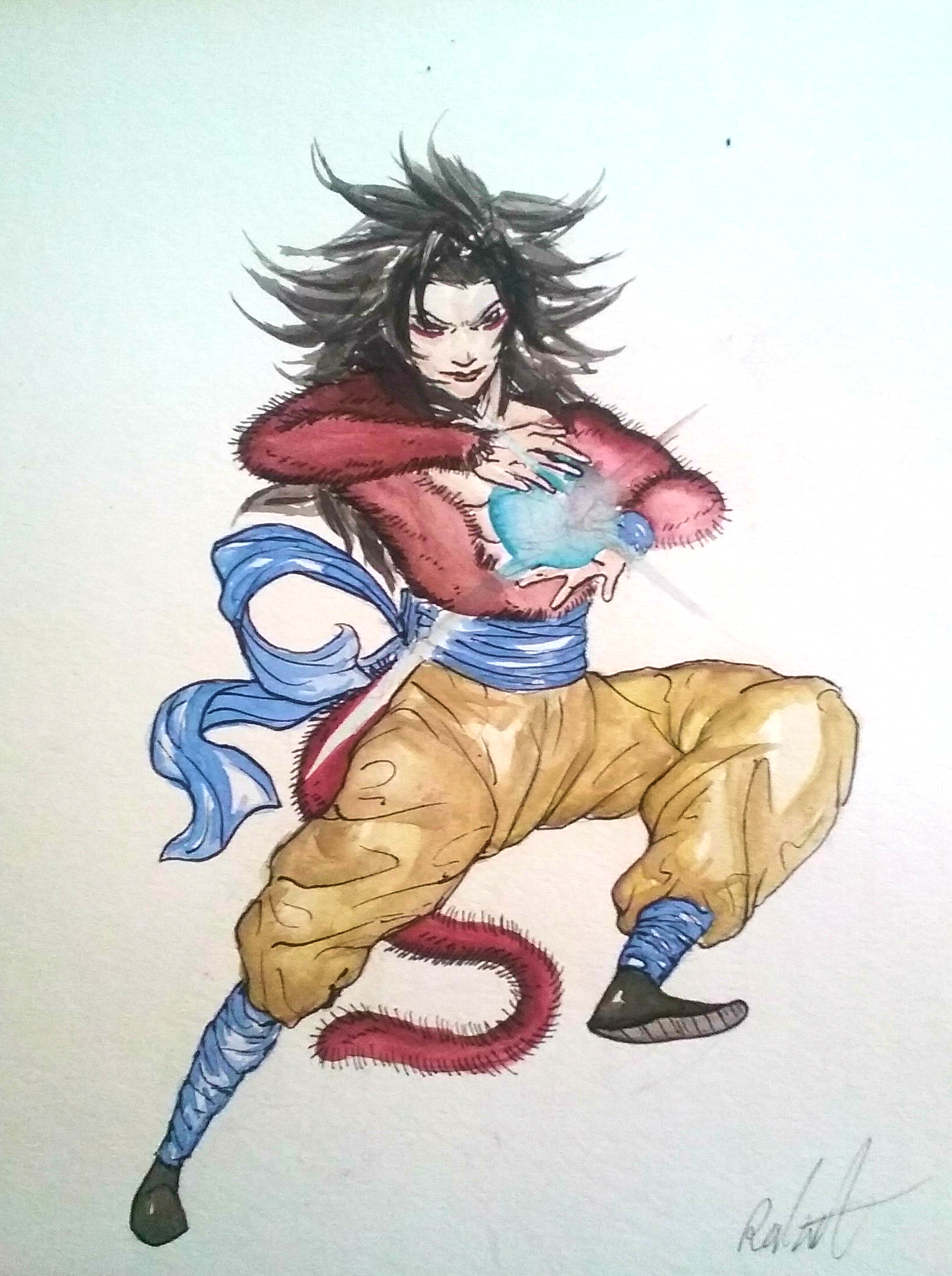 Goku Super Saiyan 4 Sketch at PaintingValley.com | Explore collection ...