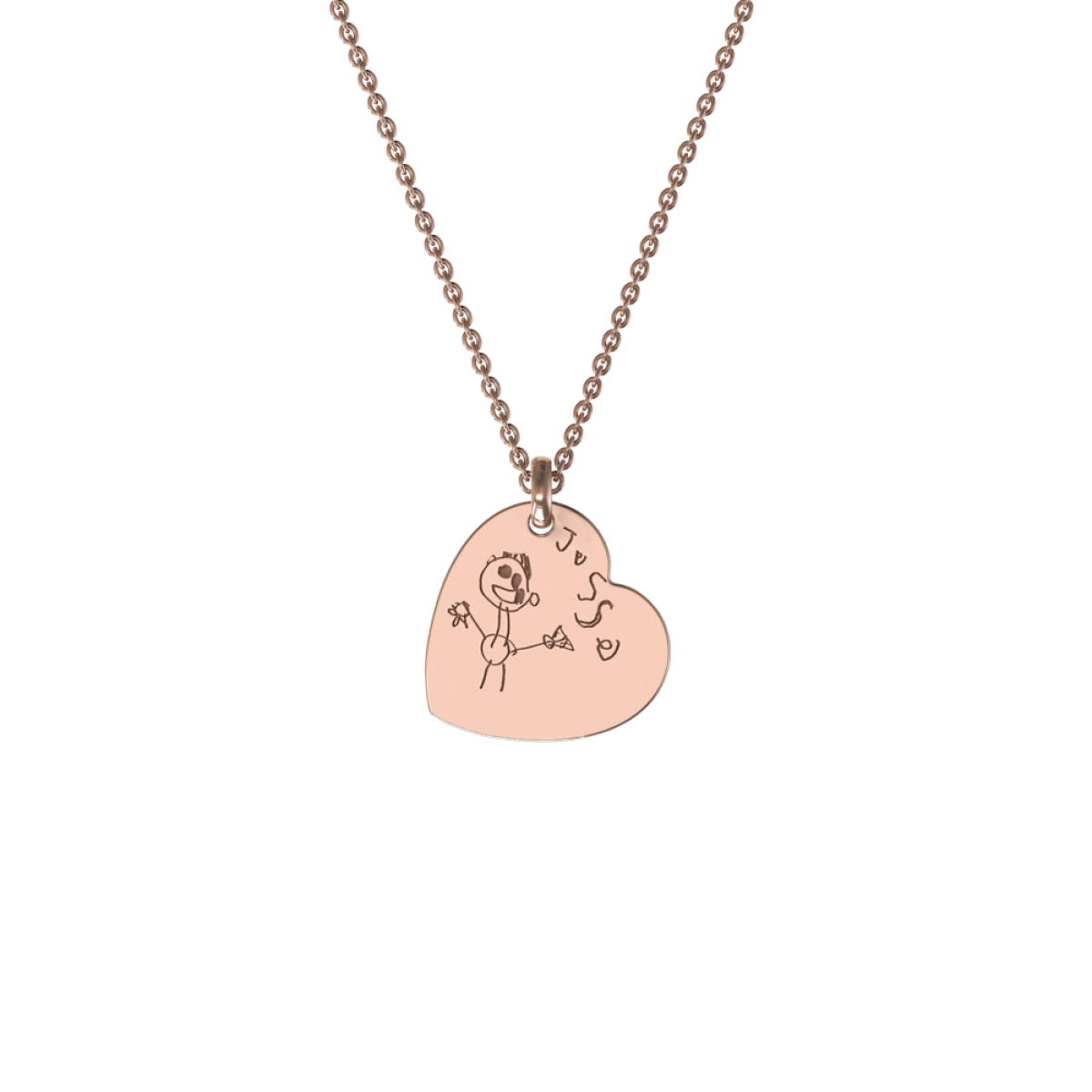 1200x1200 Rose Gold Sketch Heart Pendant - Gold Chain Sketch