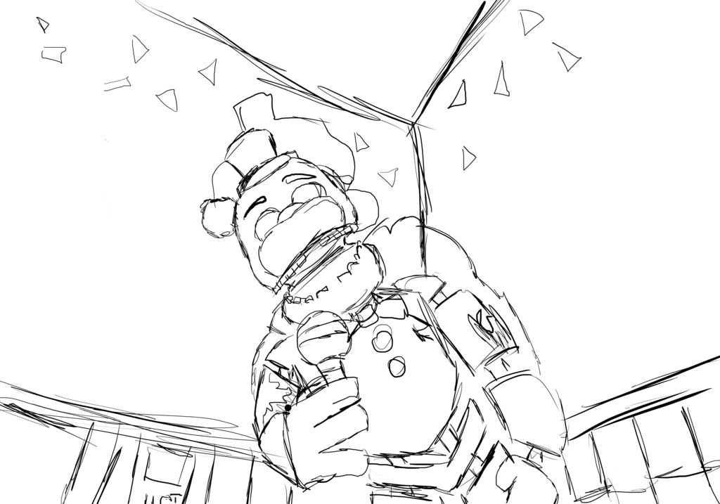 1024x717 Withered Golden Freddy Sketch By Portalguns - Golden Freddy Sketch