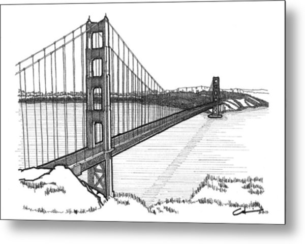 600x480 Golden Gate Bridge Drawing By Calvin Durham - Golden Gate Bridge Sketch
