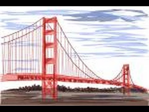 480x360 How To Draw The Golden Gate Bridge - Golden Gate Bridge Sketch