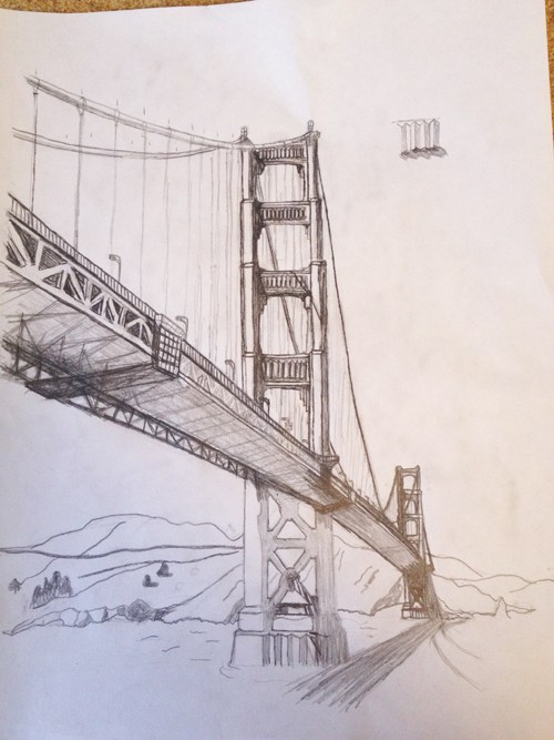 Golden Gate Bridge Sketch at PaintingValley.com | Explore collection of ...