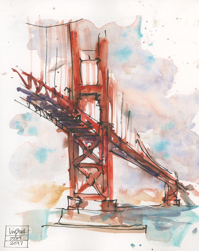 700x884 Ca Tx Trip Favourite Sketch - Golden Gate Bridge Sketch