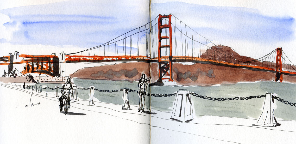 1231x600 Fueled By Clouds Amp Coffee San Francisco, Part 1 Golden Gate - Golden Gate Bridge Sketch