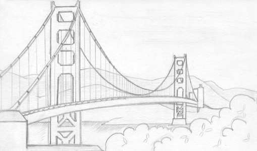 509x300 Golden Gate Bridge Early Work Drawings Gallery - Golden Gate Sketch