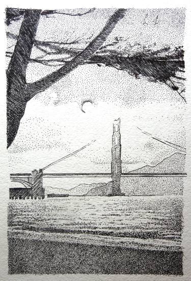 375x552 Golden Gate Bridge Sketch Drawing By Carina Lomeli Saatchi Art - Golden Gate Sketch