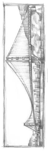 156x488 Golden Gate Bridge Sketch Premium Giclee Print By Ethan Harper - Golden Gate Sketch