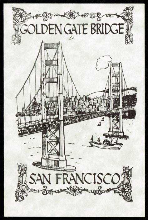 474x702 Us Postcard - Golden Gate Sketch