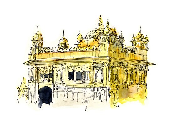 550x400 Golden Temple Posters By Disobeytees Redbubble - Golden Temple Sketch