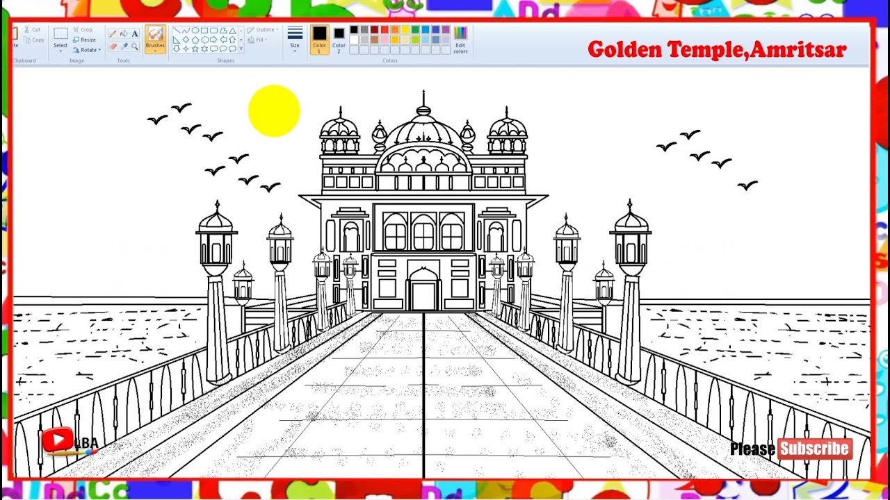 Download Golden Temple Sketch at PaintingValley.com | Explore ...