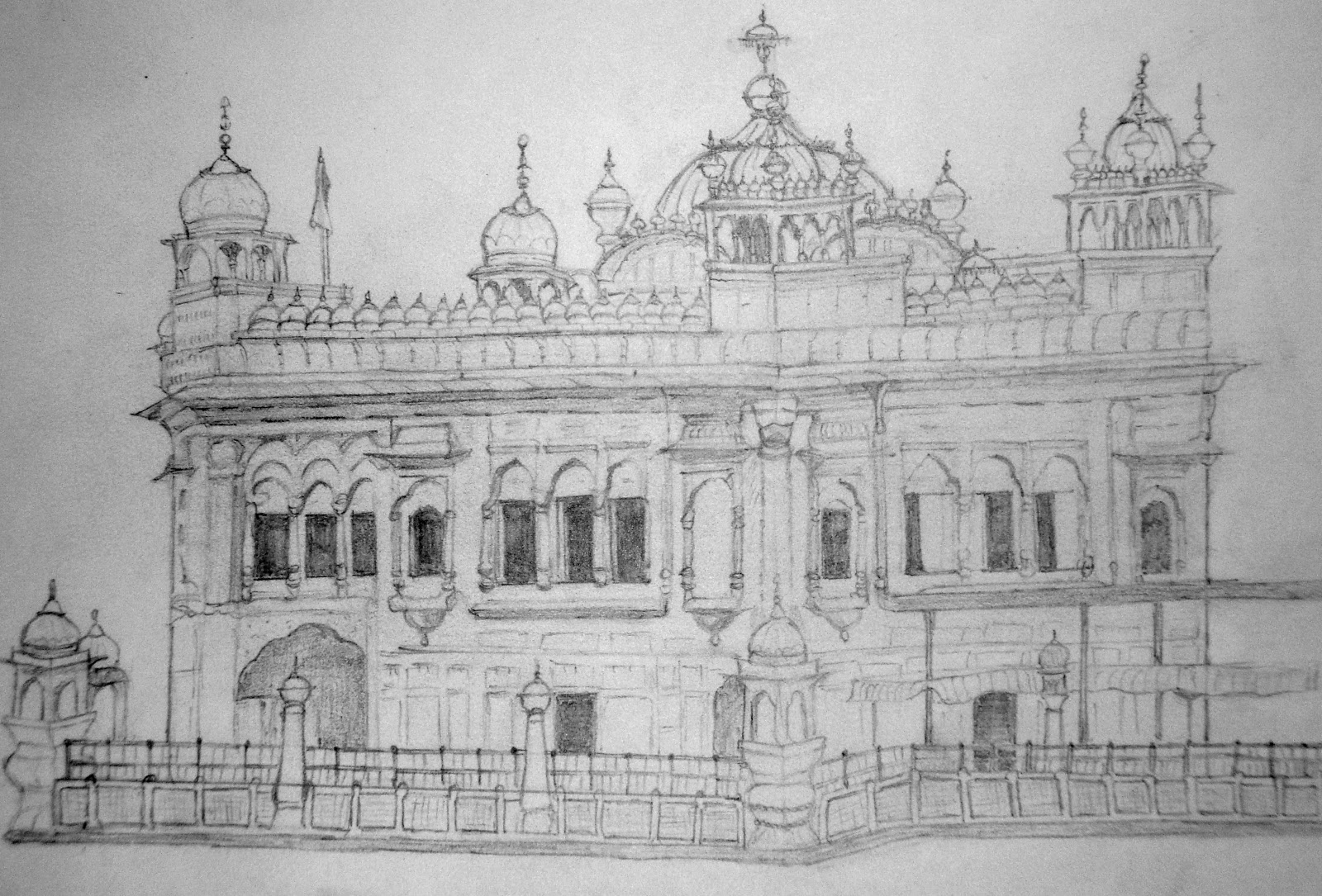 Golden Temple Sketch at PaintingValley.com | Explore collection of ...