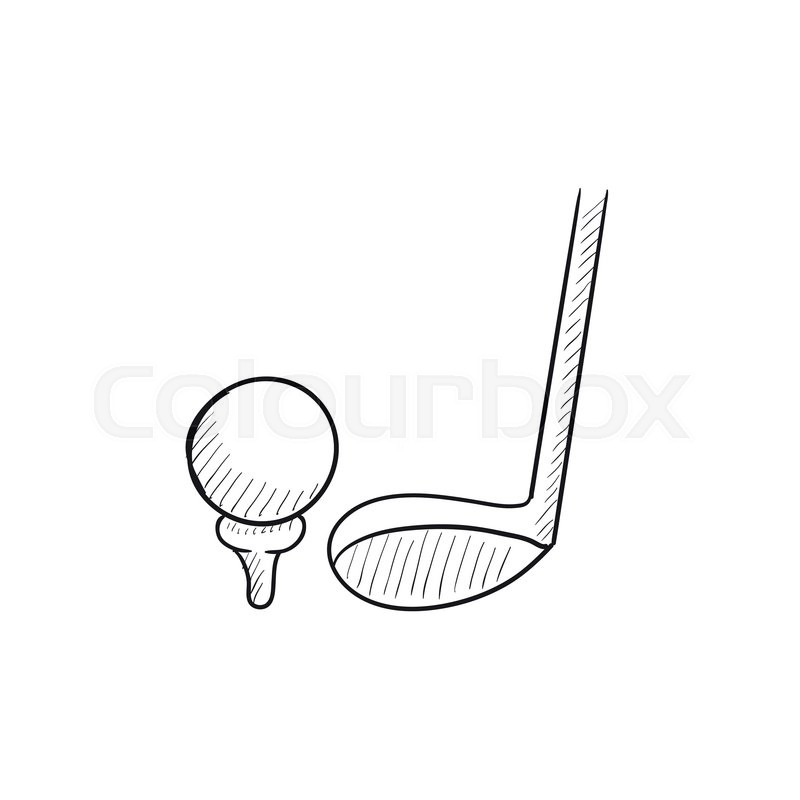 800x800 Golf Ball And Putter Vector Sketch Icon Isolated On Background - Golf Ball Sketch