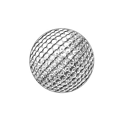 400x400 Hand Drawn Sketch Of Golf Ball In Black Isolated On White - Golf Ball Sketch