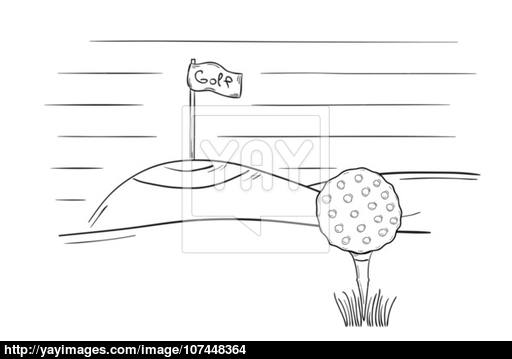 512x359 Sketch Of The Golf Ball And Flag Vector - Golf Ball Sketch