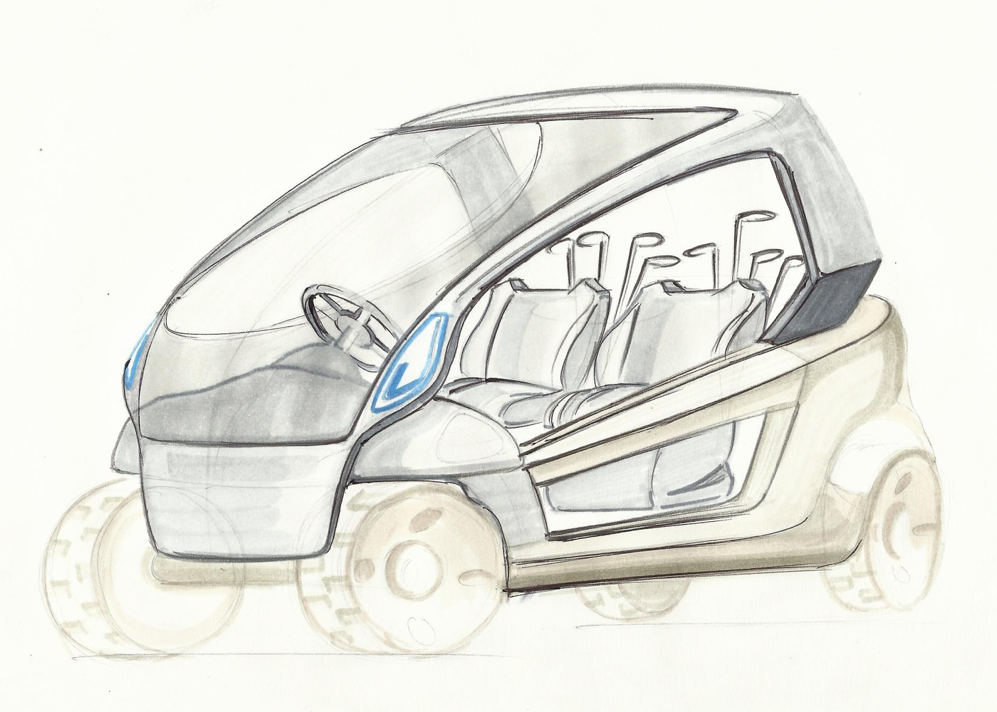 1400x1000 Design Of Futuristic Golf Cart By Hemal Lad - Golf Cart Sketch