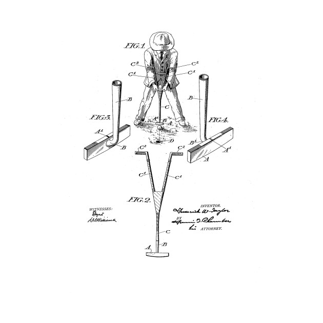 630x630 Golf Club Vintage Patent Drawing - Golf Club Sketch