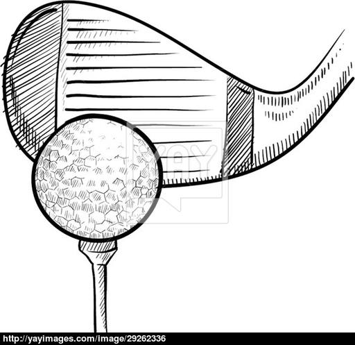 512x497 Golf Club And Ball Sketch Vector - Golf Club Sketch