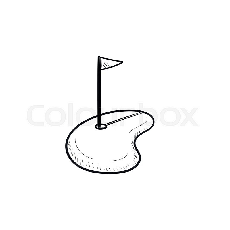 800x800 Golf Hole And Flag Hand Drawn Outline Doodle Icon. Recreation - Golf Club Sketch