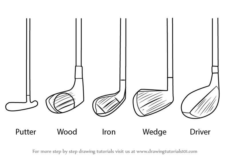 800x565 Learn How To Draw Golf Clubs (Golf) Step By Step Drawing Tutorials - Golf Club Sketch