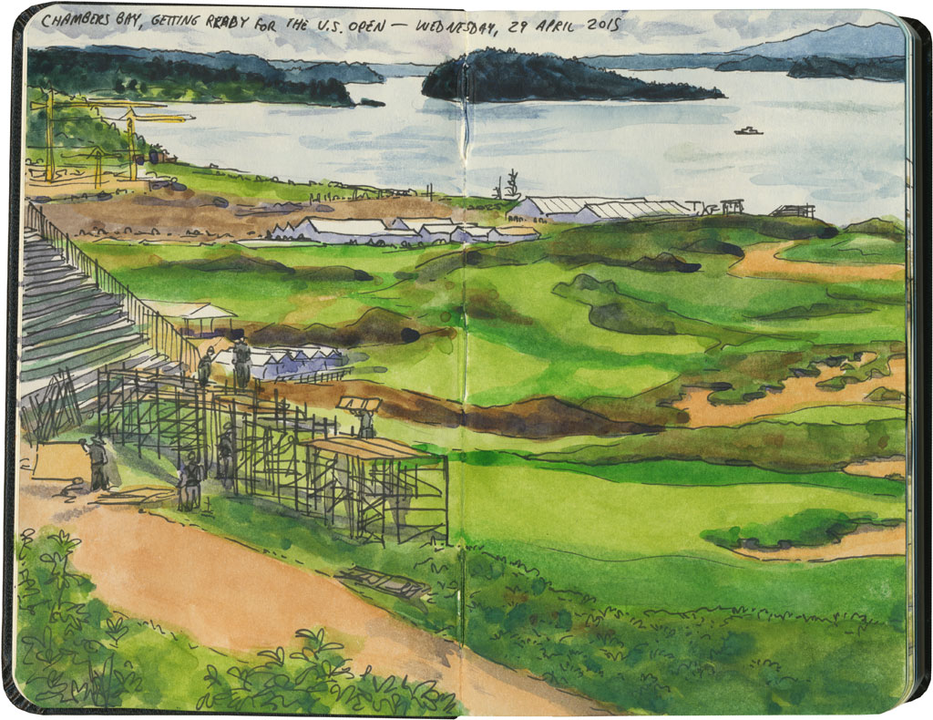 1024x790 Hole In One Drawn The Road Again - Golf Course Sketch