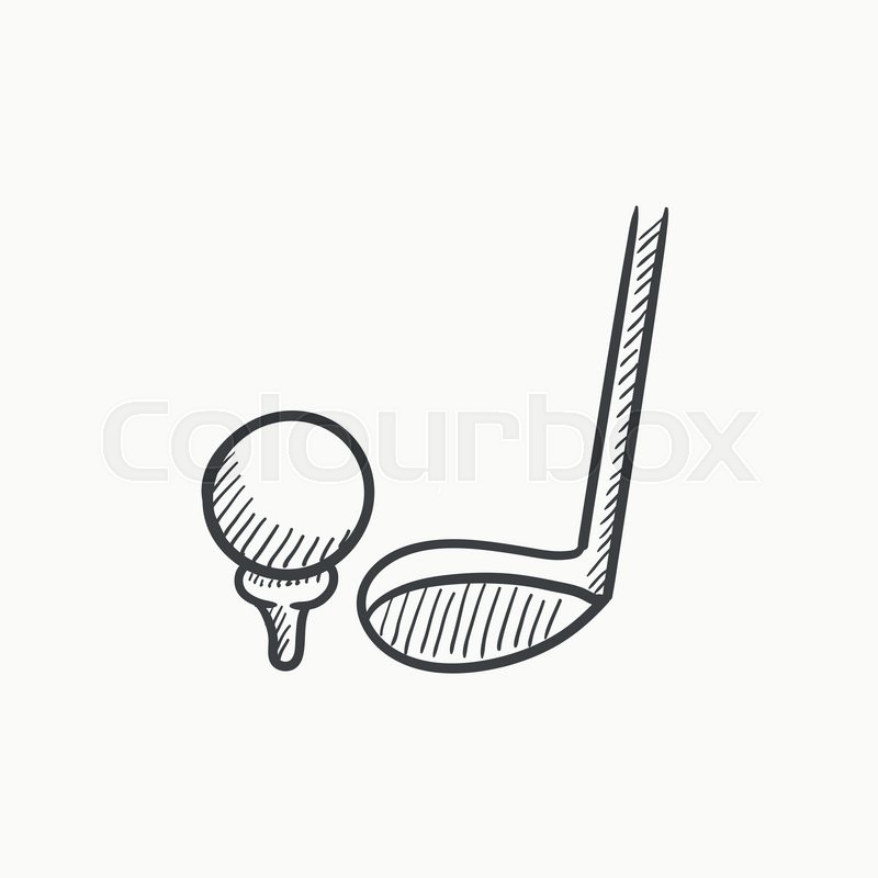 800x800 Golf Ball And Putter Vector Sketch Icon Isolated On Background - Golf Sketch