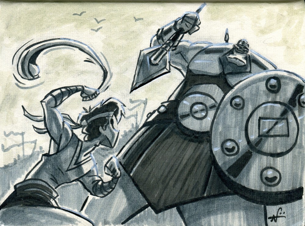 1000x744 Sketch Dailies Goliath Punching Pandas - Goliath Sketch