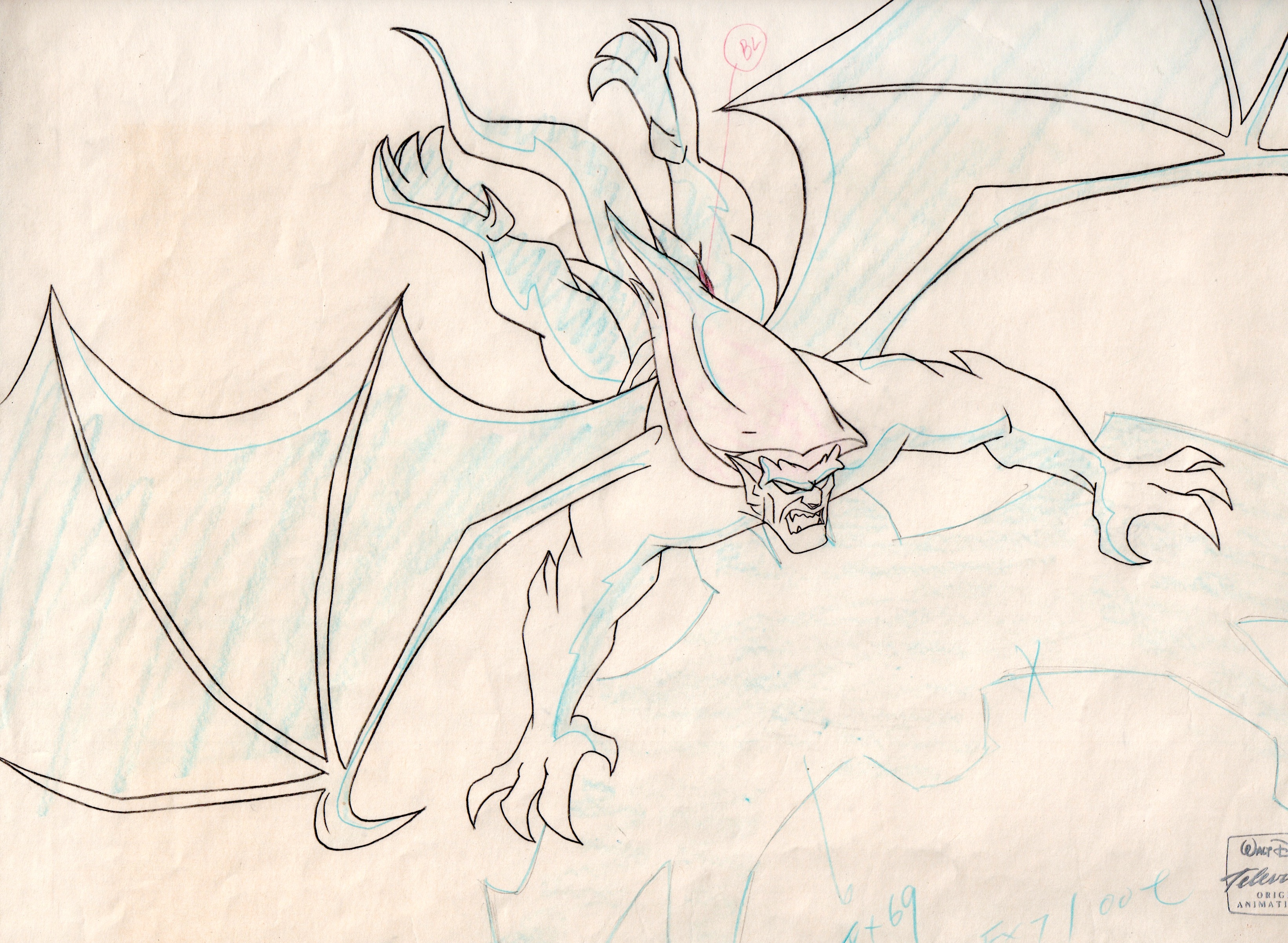 3286x2404 Goliath Gargoyles Original Production Cel Matching Drawing Disney Tv - Goliath Sketch