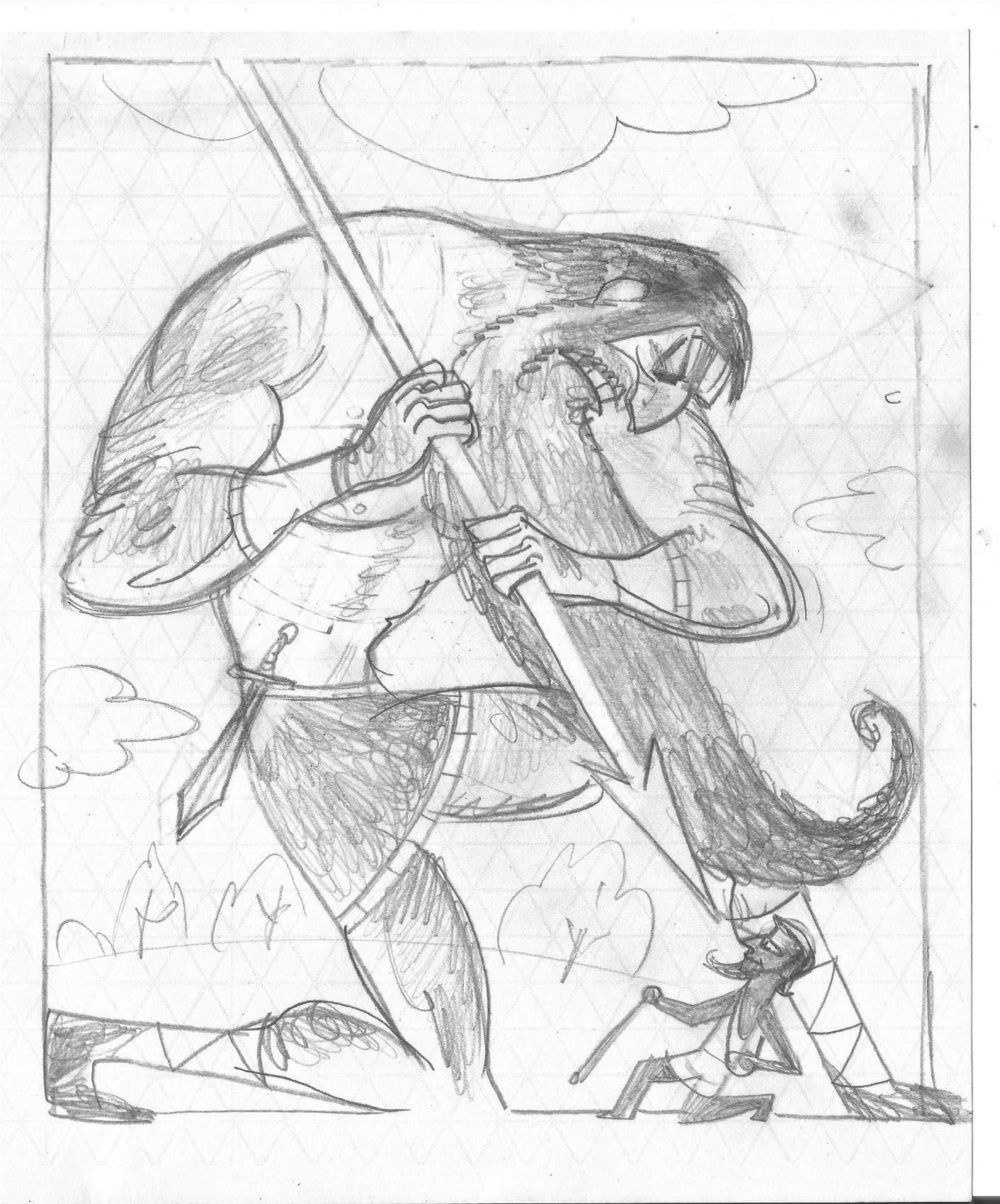 1412x1700 Illustration Friday Entries - Goliath Sketch