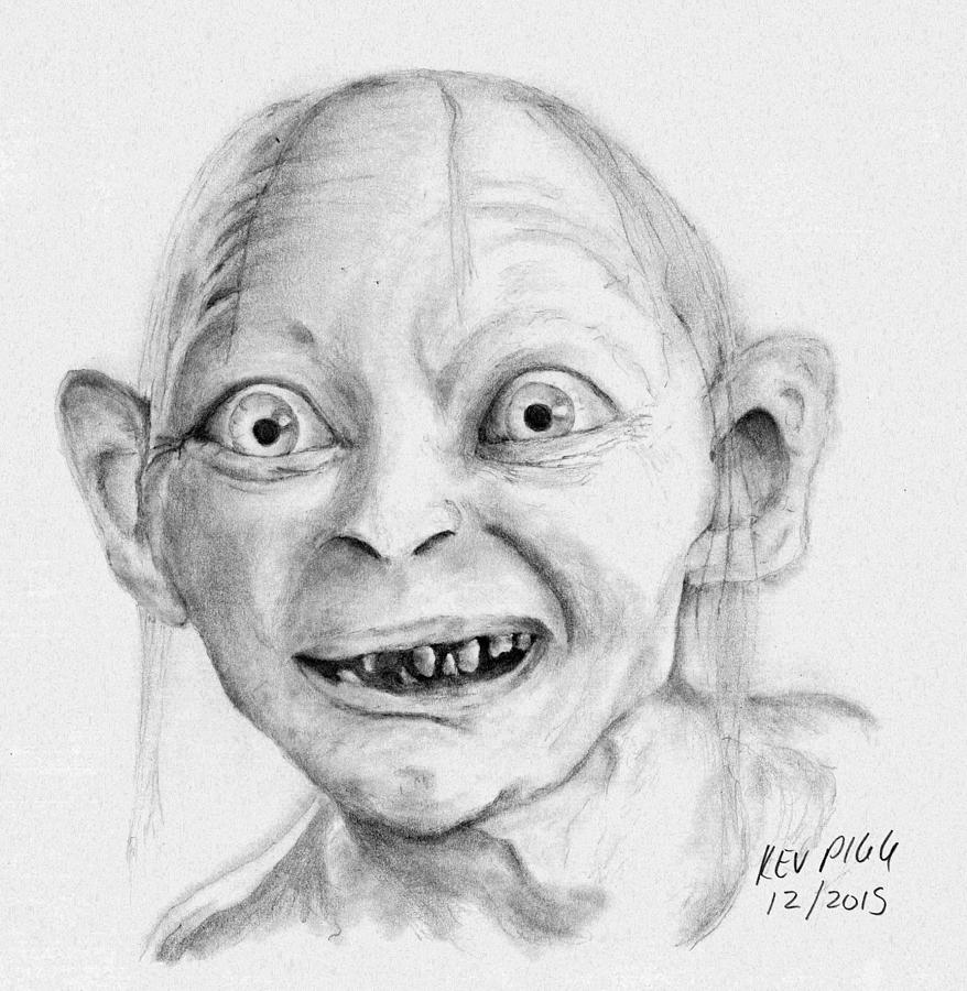 878x900 Gollum Drawing By Kevin Pigg - Gollum Sketch
