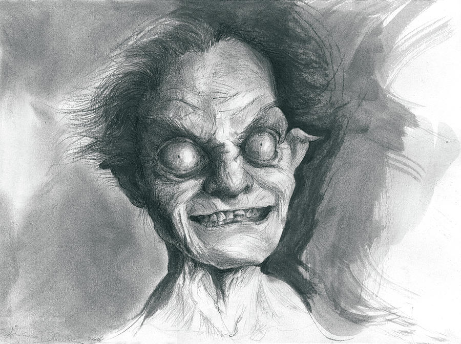 900x672 Gollum Drawing By Rodgers Dameron - Gollum Sketch