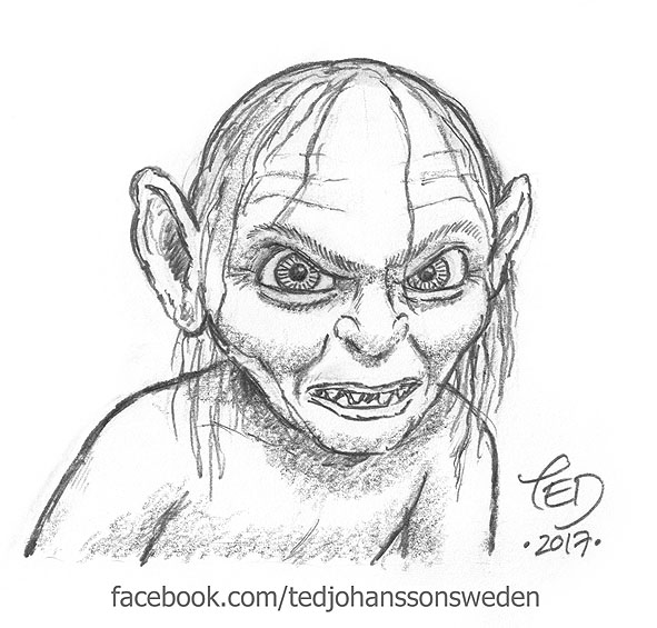 591x565 Gollum Sketch By Tedjohansson - Gollum Sketch