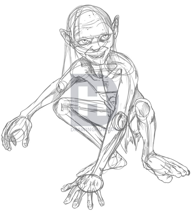 653x720 How To Draw Gollum From Lord Of The Rings, Step By Step, Drawing - Gollum Sketch