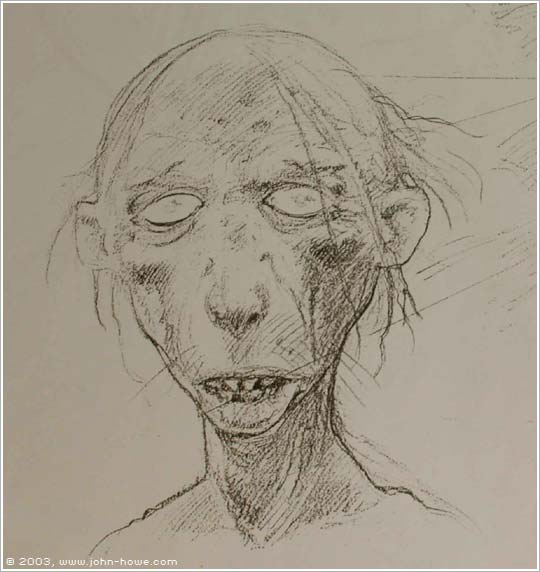 540x572 John Howe Illustrator - Gollum Sketch