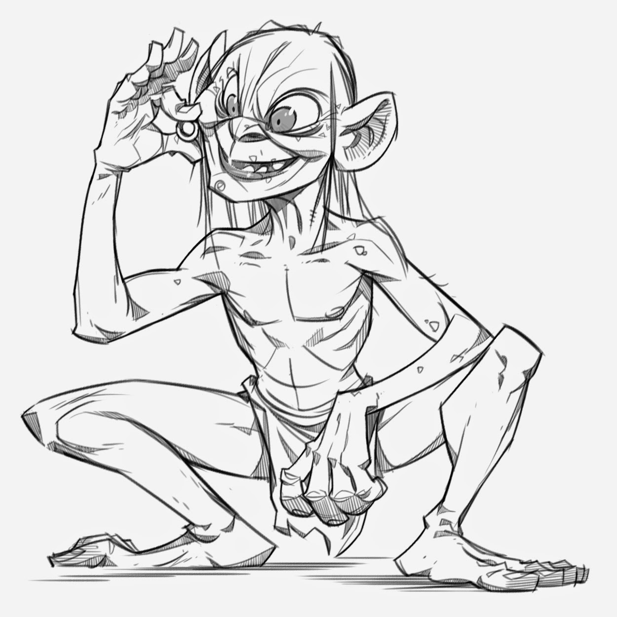 1250x1250 P.cohen Sketch Blog Gollum! - Gollum Sketch
