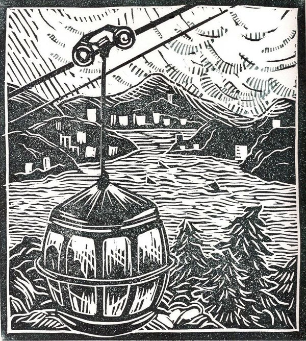 600x668 Ocean Park Gondola Art Print By Jennifer Harper - Gondola Sketch