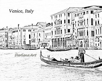 340x270 Poster Size Digital Sketch From An Original Photo Of A Gondola - Gondola Sketch