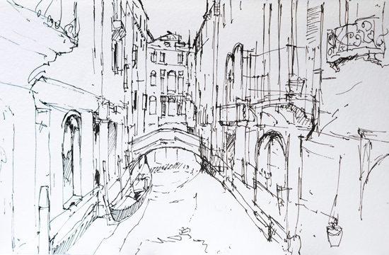550x360 Sketching The Light And Landscape In Venice Will Kemp Art School - Gondola Sketch