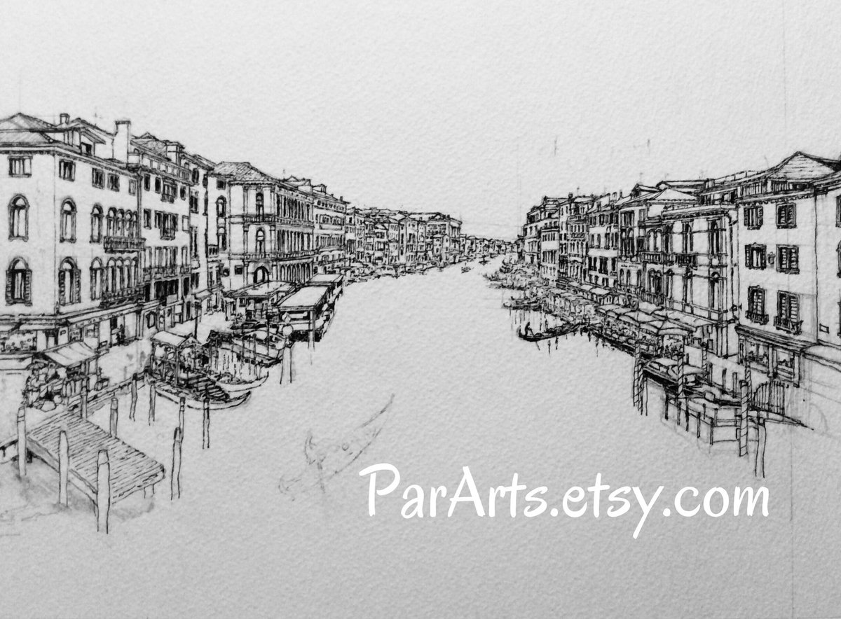 1200x884 Gondola Venice Drawing - Gondola Sketch