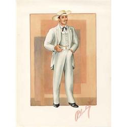 250x250 Walter Plunkett Costume Sketch Of Clark Gable For Gone With The Wind - Gone With The Wind Sketch