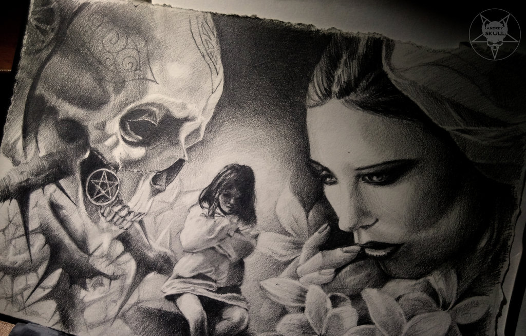 1024x654 Evil Vs Good By Andreyskull - Good And Evil Sketch