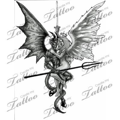 400x400 Download Free Good Vs Evil Tattoo Drawings Good Vs Evil Tattoos - Good And Evil Sketch