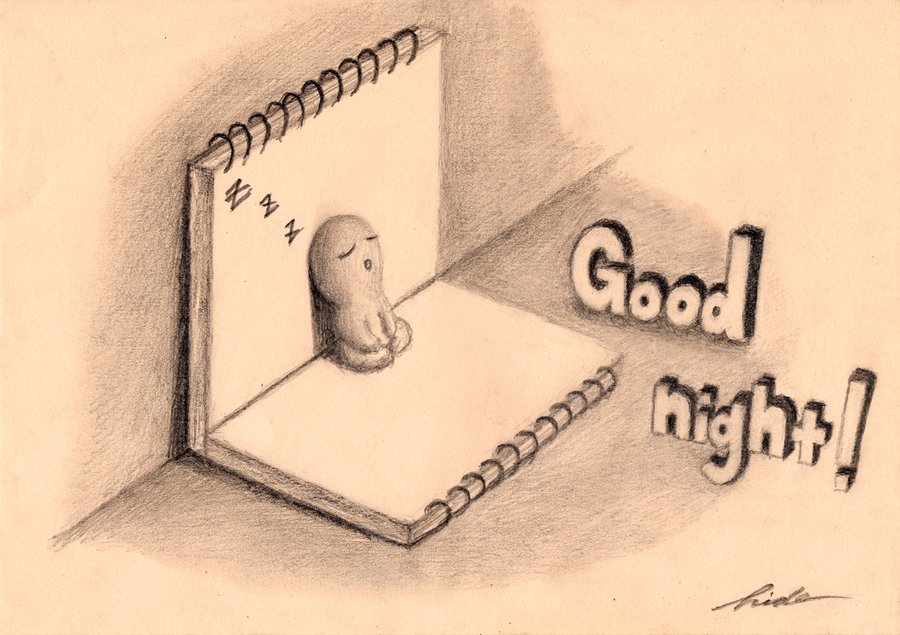 900x635 Good Night (Mini Drawing) By Nagaihideyuki - Good Night Sketch