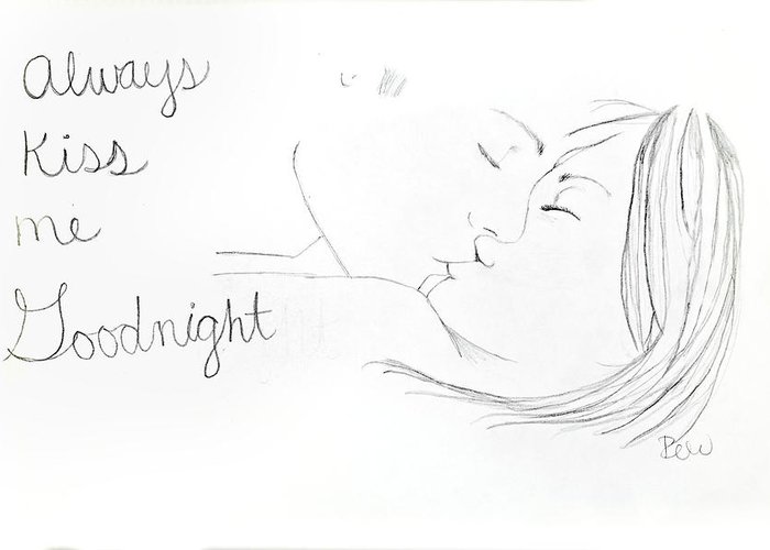 700x500 Kiss Me Goodnight Greeting Card For Sale By Rebecca Wood - Good Night Sketch