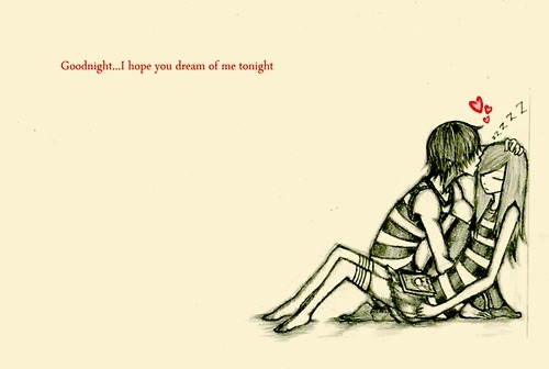 500x336 Couple, Cute, Drawing, Goodnight, Heart - Good Night Sketch
