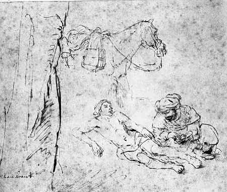 450x382 Rembrandt Good Samaritan Sketch - Good Samaritan Sketch